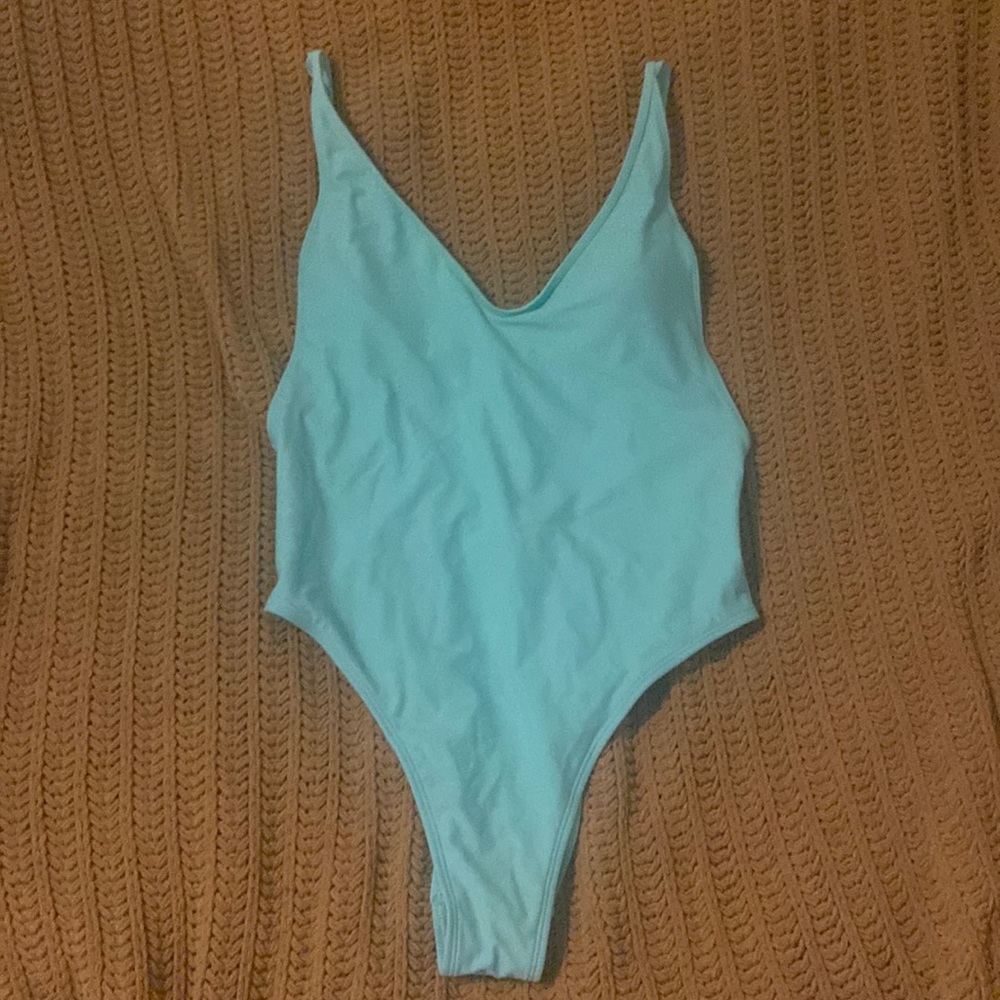 Teal Ruffled Back One Piece Swimsuit